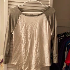 Cream and green/khaki long sleeve Tee